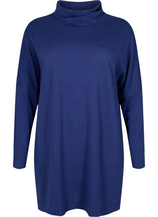 Tunic with long sleeves and high neck, Deep Cobalt Mel., Packshot image number 0