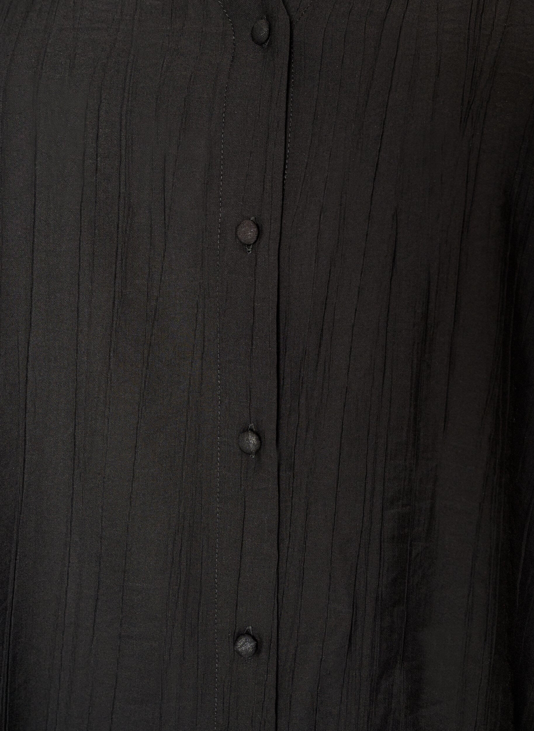 ZizzifashionViscose blouse with buttons and texture, Black, Packshot image number 2