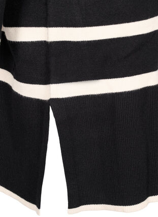 Striped knit dress with high collar and zipper, Black w. Birch, Packshot image number 3