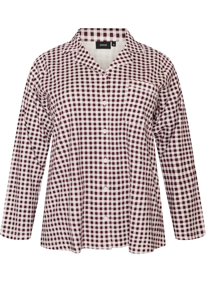 Cotton pyjama shirt with chest pocket, Red, Packshot image number 0