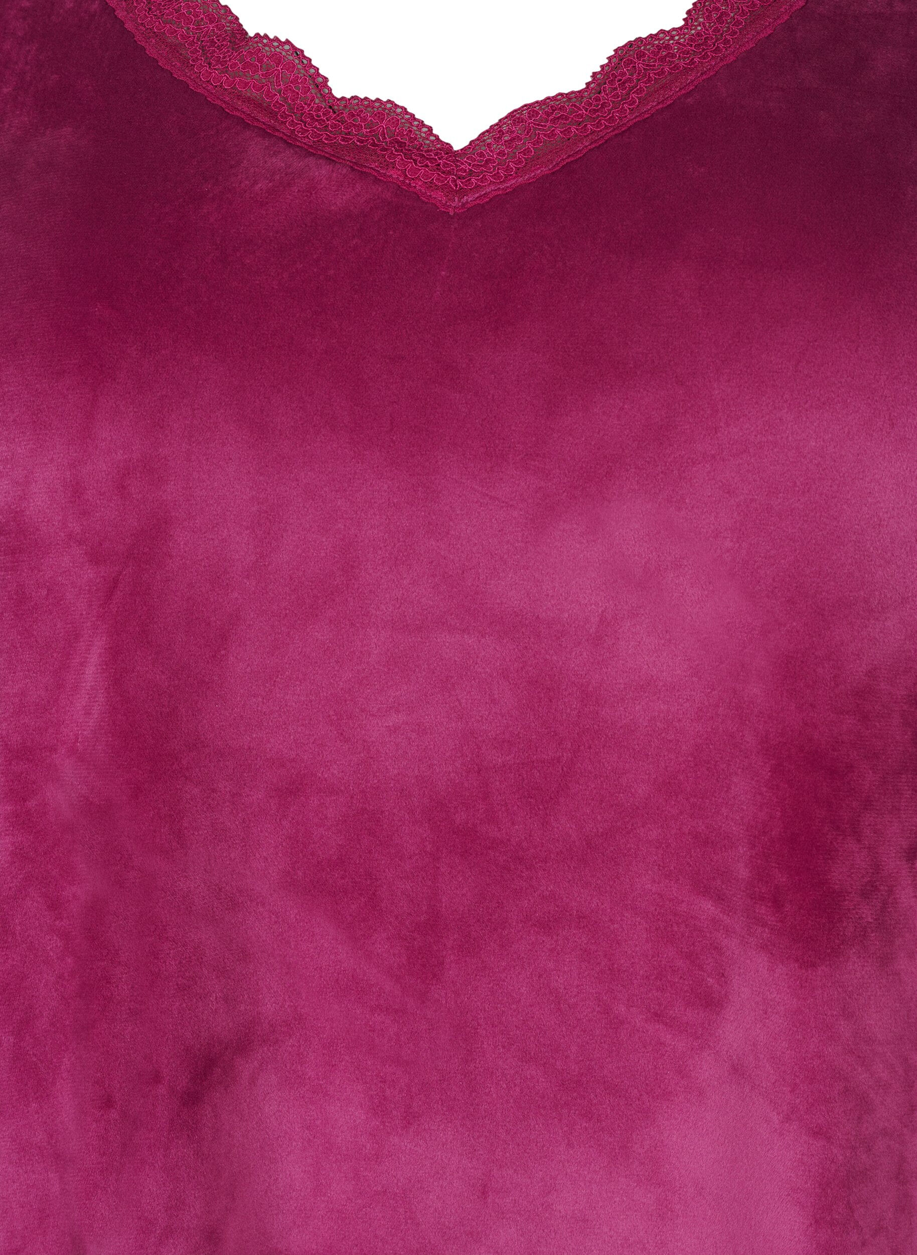 Zizzifashion Velour blouse with v-neck, Boysenberry, Packshot image number 2