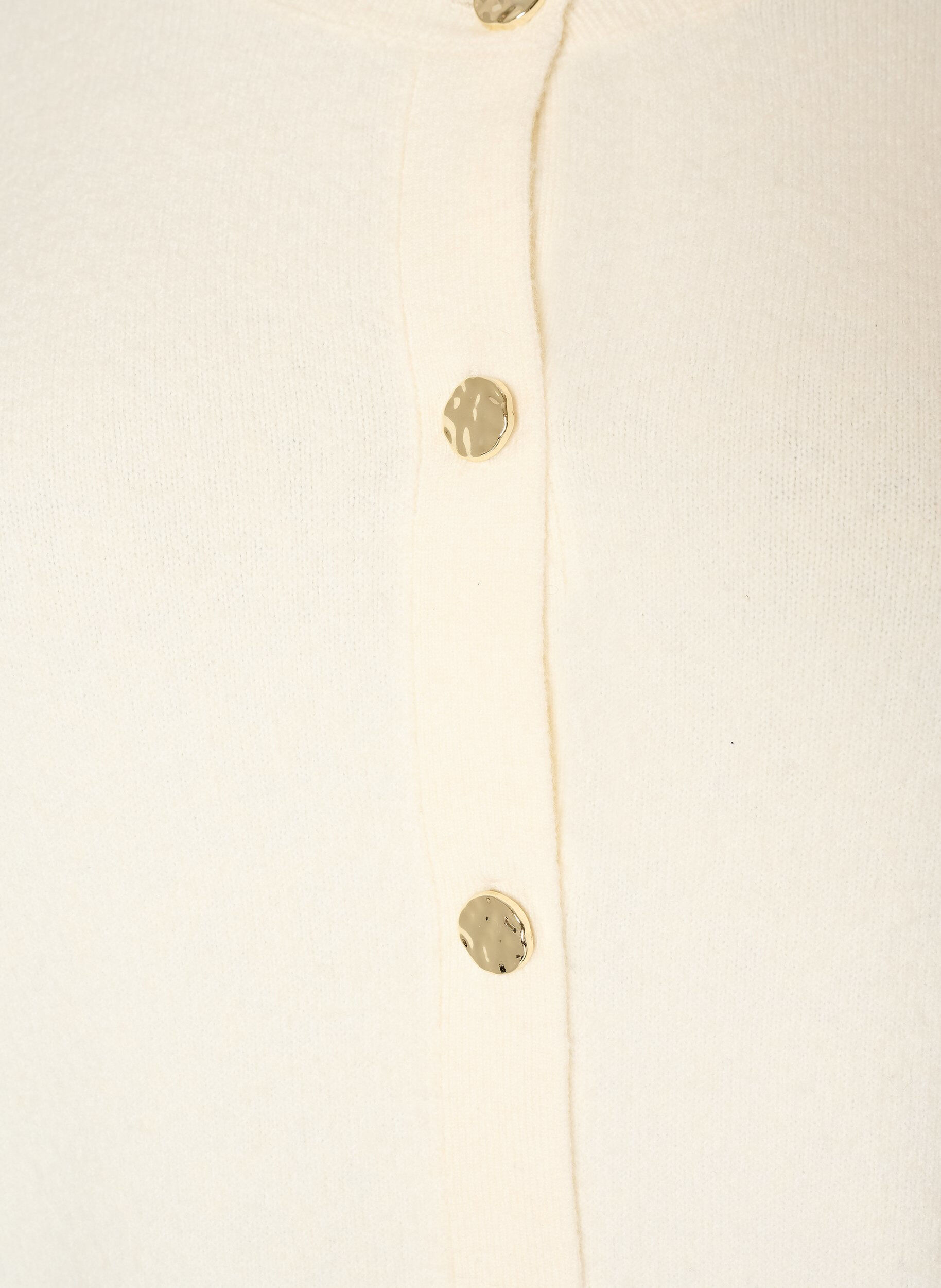 ZizzifashionCardigan in soft knit with gold-coloured buttons, Vanilla, Packshot image number 2