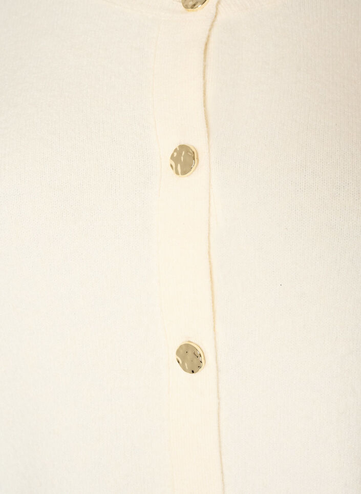 Cardigan in soft knit with gold-coloured buttons, Vanilla, Packshot image number 2
