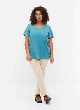 Basic plain cotton t-shirt, Brittany Blue, Model image number 2