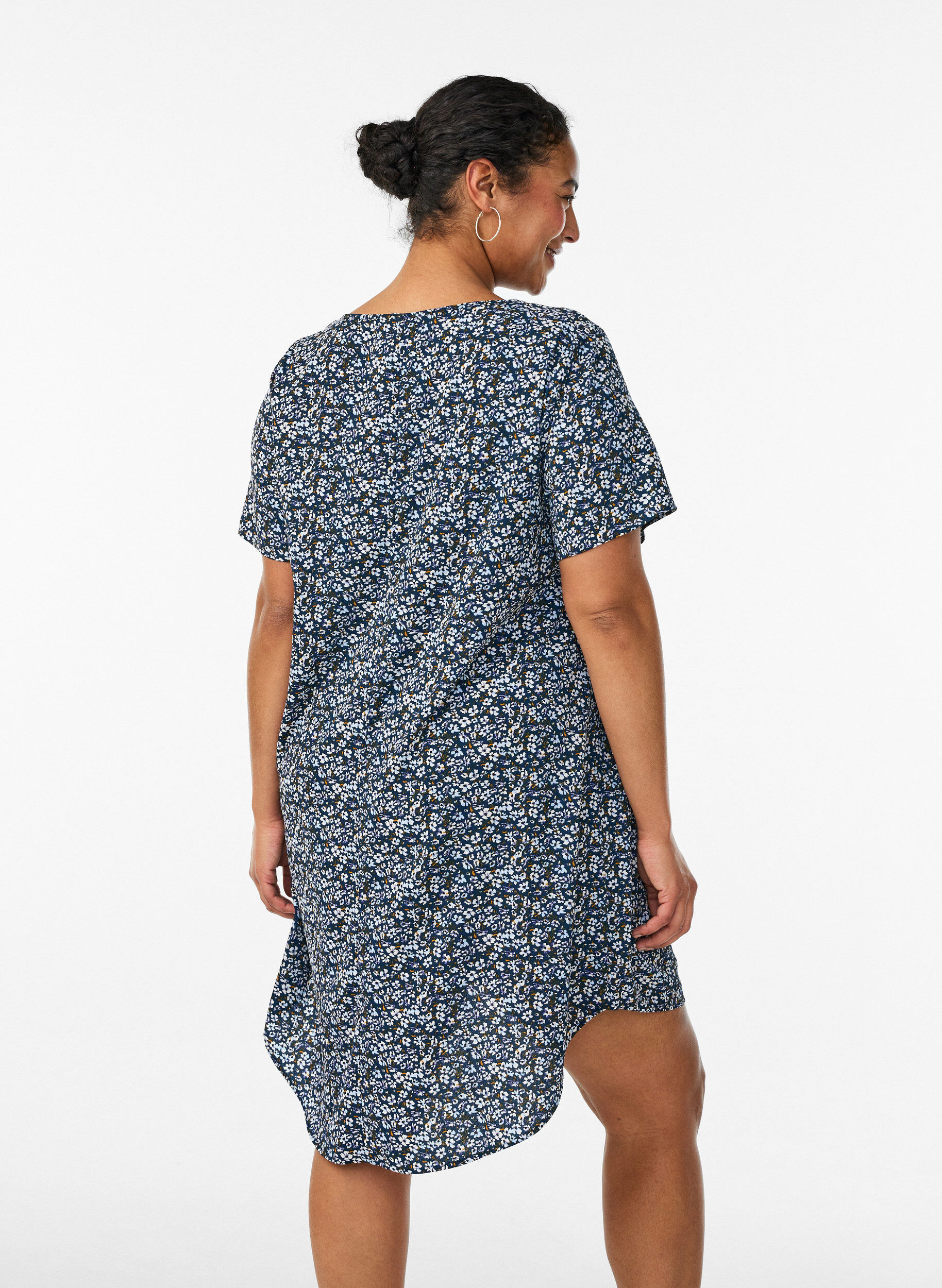 ZizzifashionDress with print and short sleeves, Blue, Model image number 2