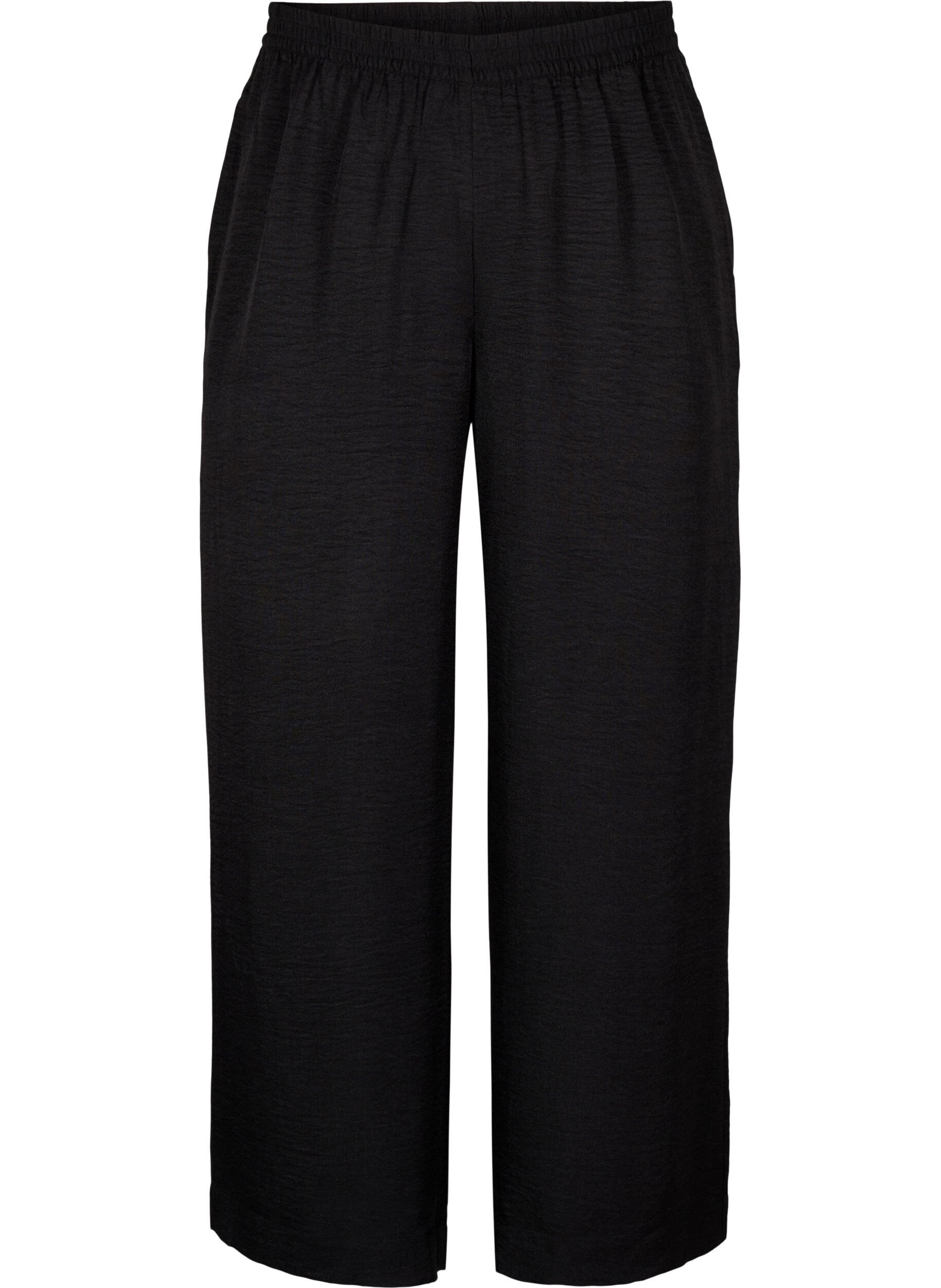 Zizzifashion Loose trousers with elasticated waistband and pockets, Black, Packshot image number 0