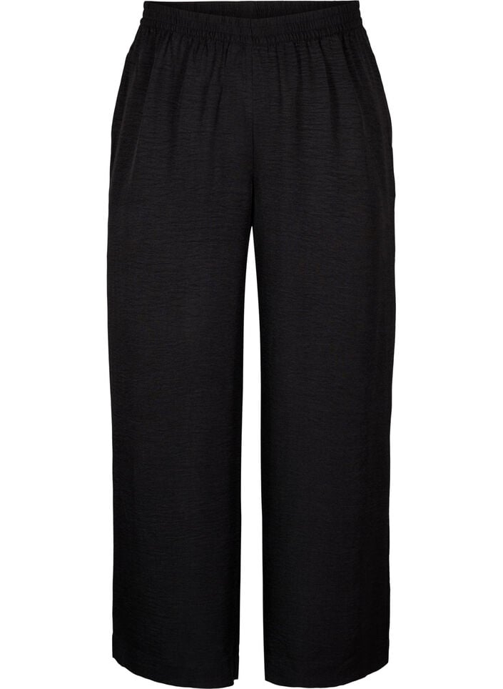 Loose trousers with elasticated waistband and pockets, Black, Packshot image number 0