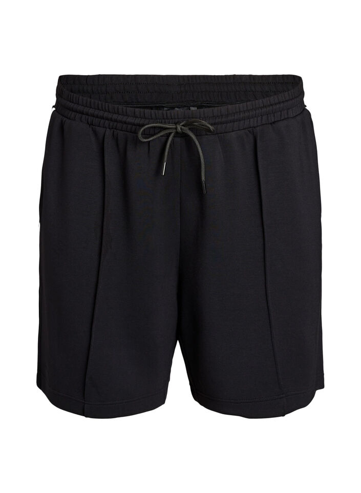 High-waisted shorts with stripe details, Black, Packshot image number 0