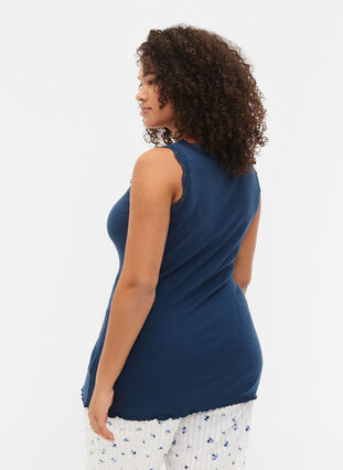 Top with lace trim, Insignia Blue, Model image number 1