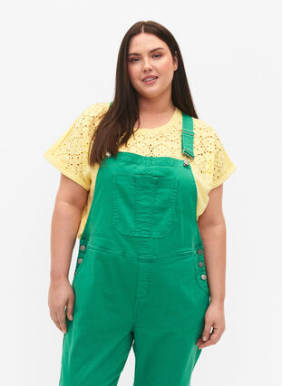 Coloured denim overalls, Holly Green, Model image number 2