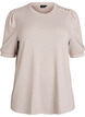 Blouse with button detail and short puff sleeves, Beige, Packshot image number 0
