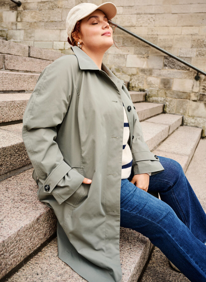 Trench coat with pockets and belt, Sea Spray, Image image number 1