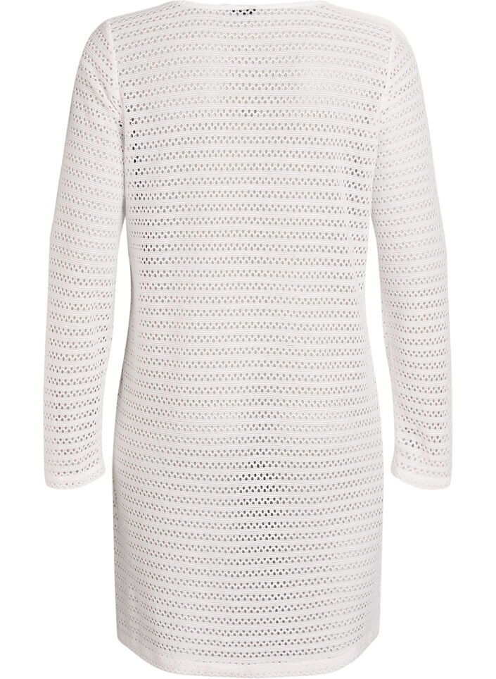 Beach dress with eyelet embroidery and long sleeves, Beige, Packshot image number 1