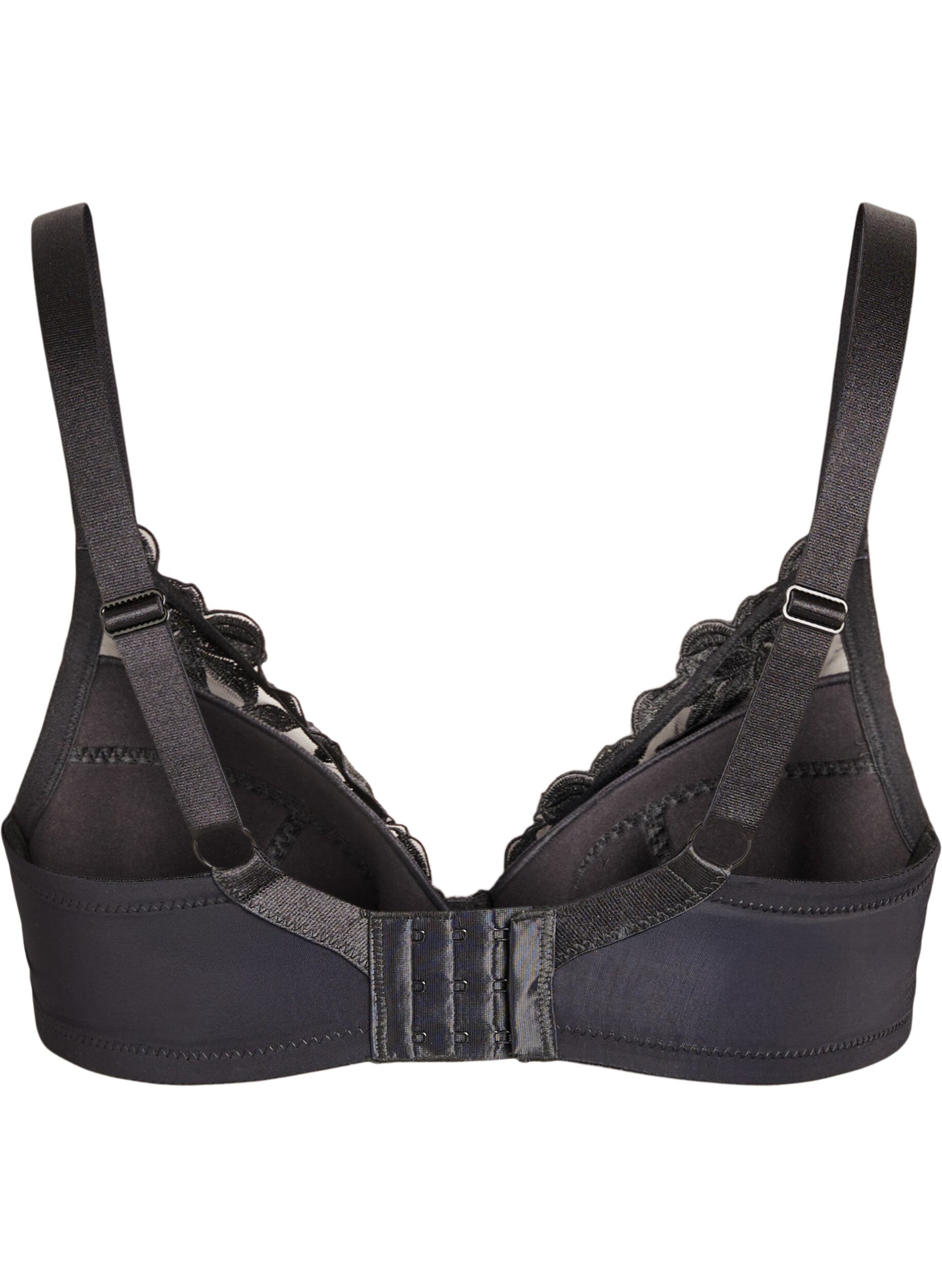 ZizzifashionPadded underwire bra with embroidery, Black, Packshot image number 1
