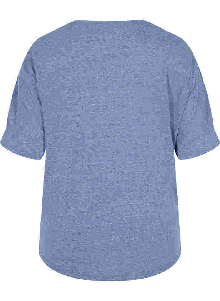 Melange blouse with short sleeves, Twilight Blue Mel., Packshot image number 1