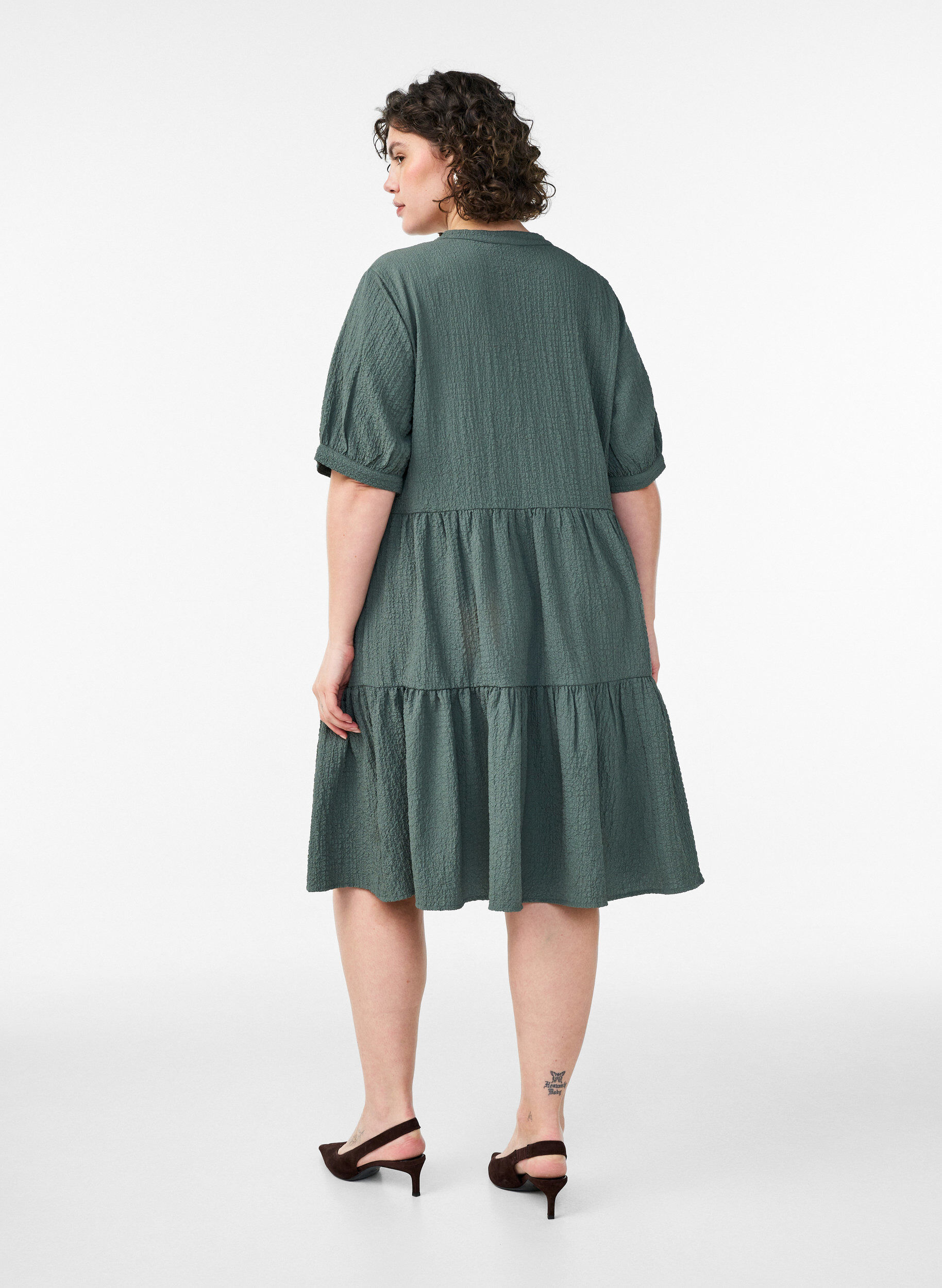 ZizzifashionShort A-line dress, Green, Model image number 1
