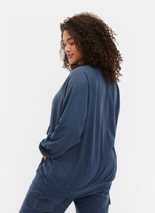 Jumper with zip and pocket, Insignia Blue Mel. , Model image number 1
