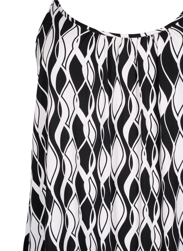 Viscose strap dress with print, Black Swirl AOP, Packshot image number 2