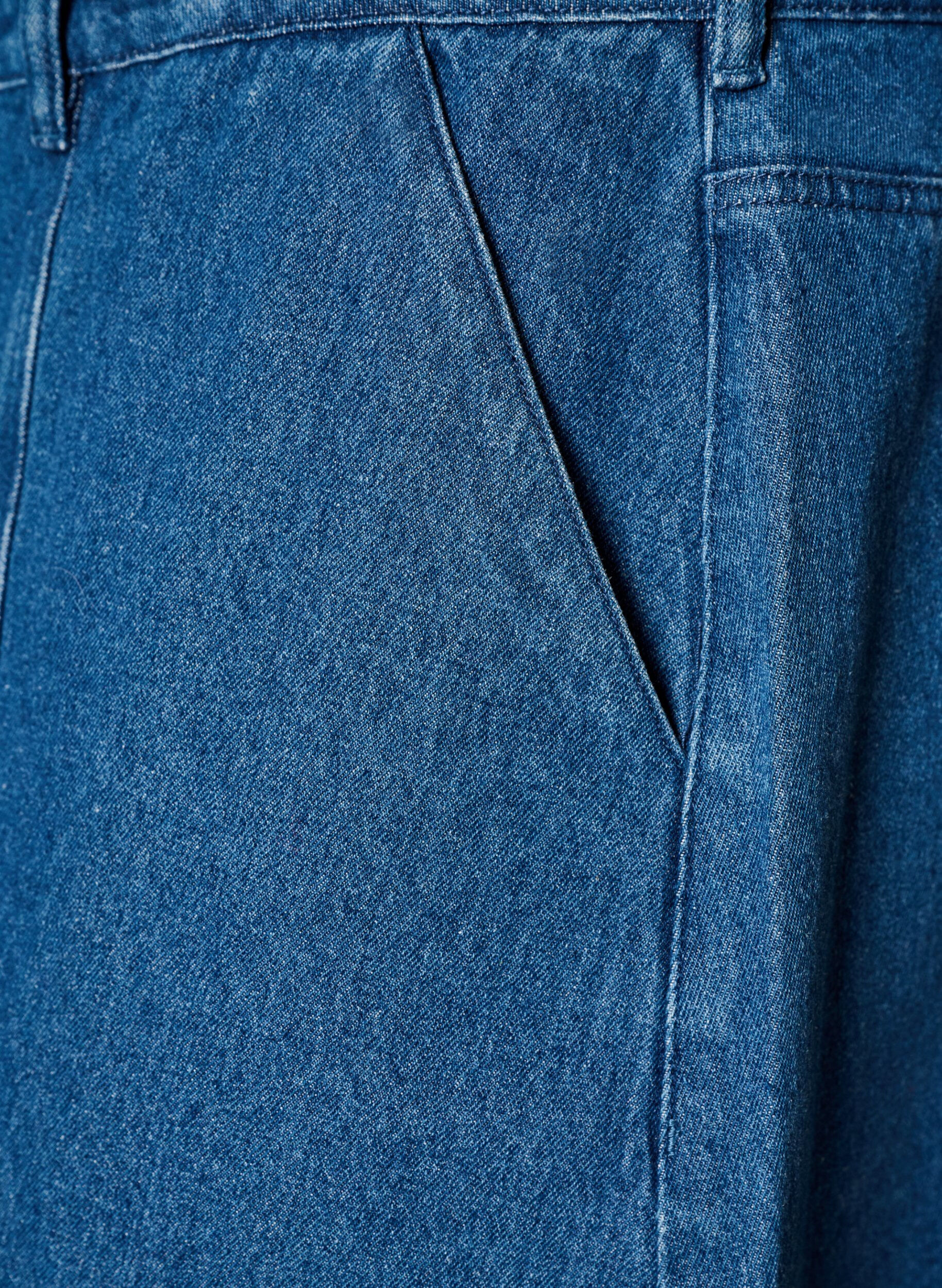 ZizzifashionA-line denim skirt with wavy button placket, Blue, Packshot image number 3