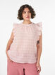 Sleeveless blouse with texture and ruffles, Rose, Model image number 0