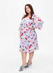 Printed pleated dress with waist tie, White/MultiFlowerAOP, Model image number 2