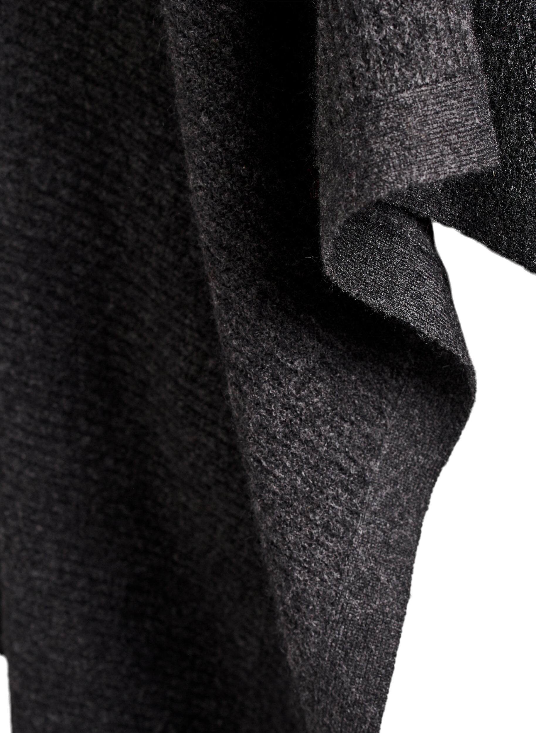 Zizzifashion Poncho with turtleneck and button detail, Dark Grey, Packshot image number 3