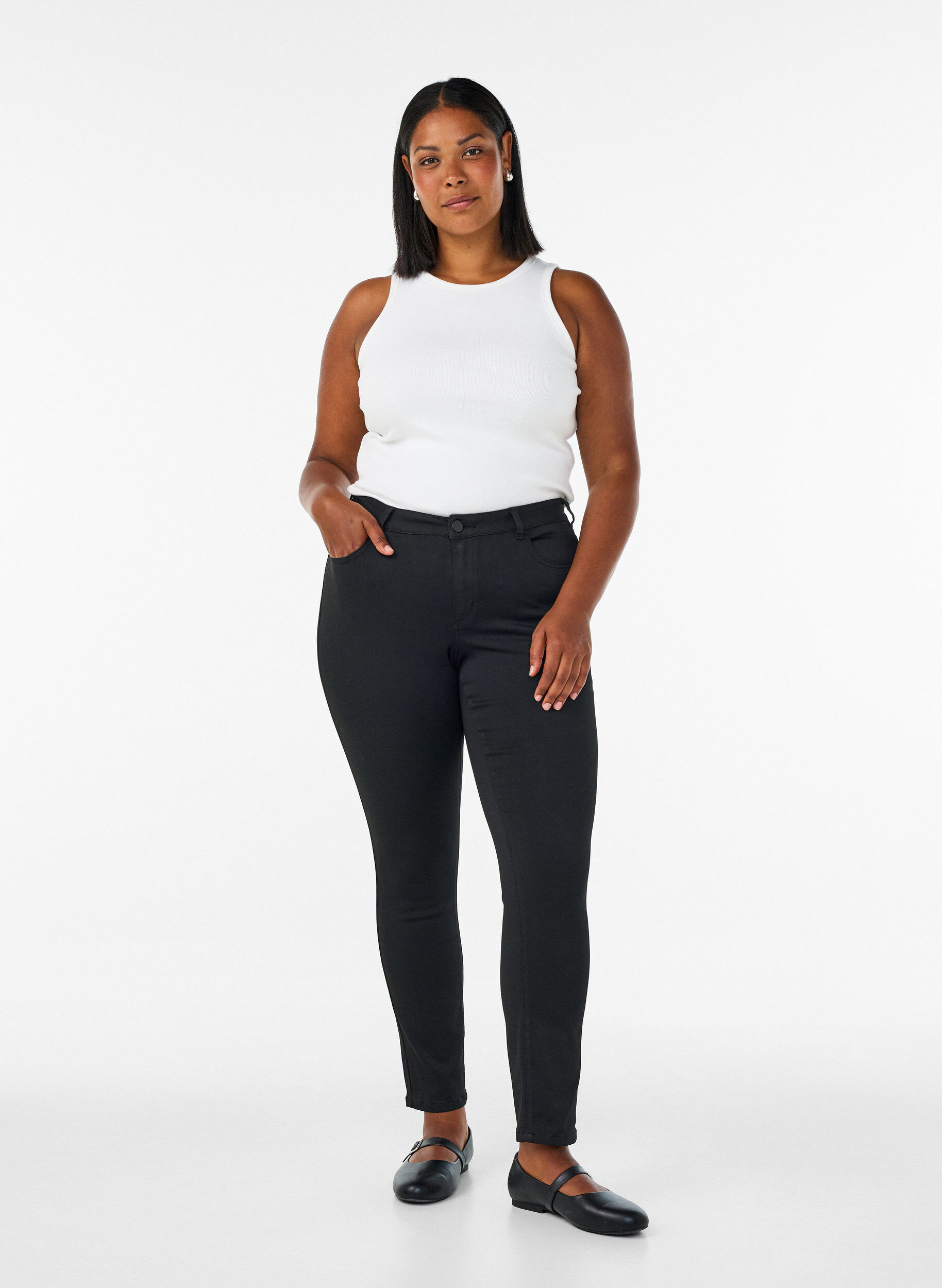 ZizzifashionEmily Stay Black jeans with regular waist, Black, Model image number 0