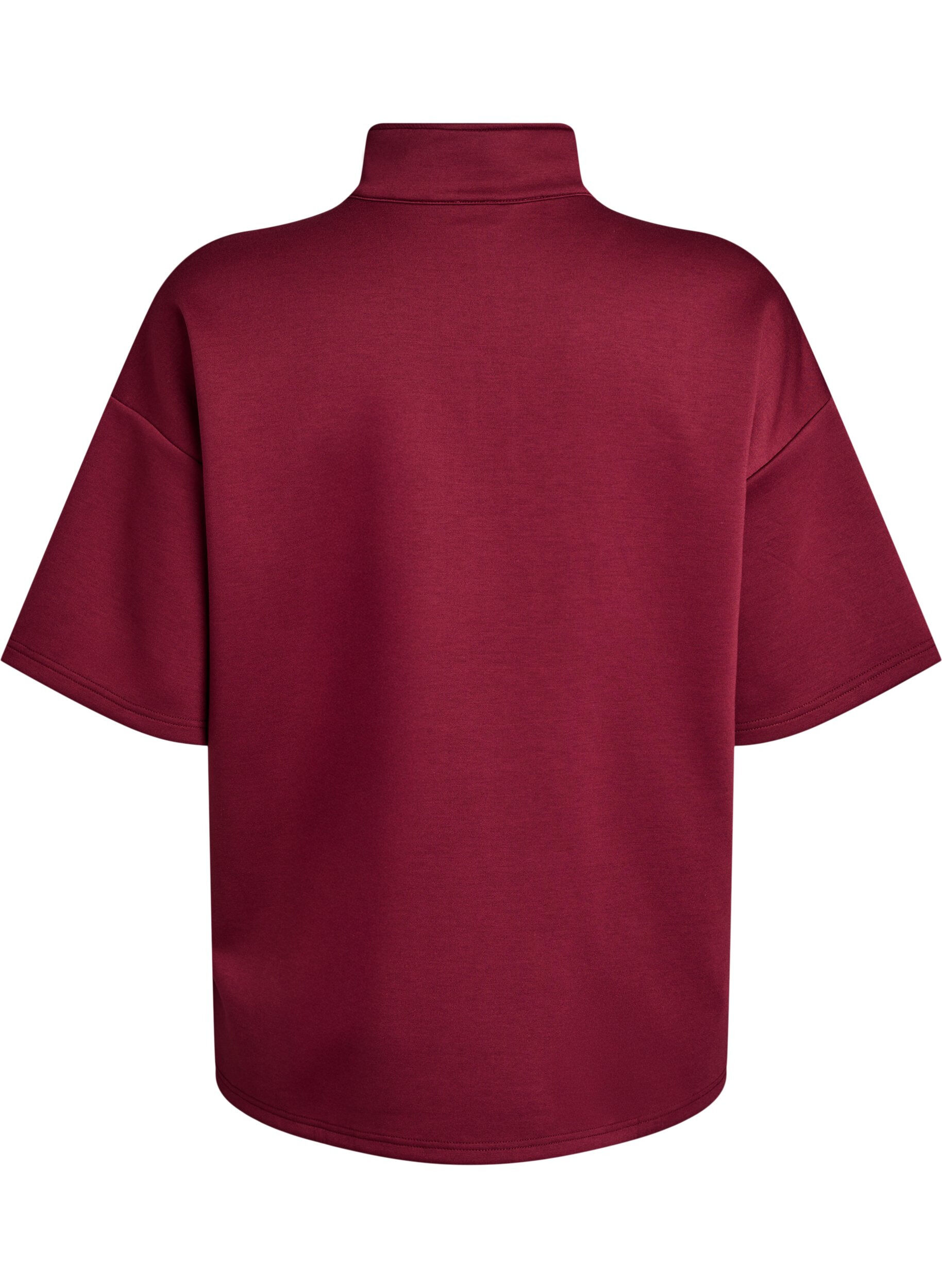 Zizzifashion Short-sleeved sweatshirt with a high collar, Dark Bordeaux, Packshot image number 1