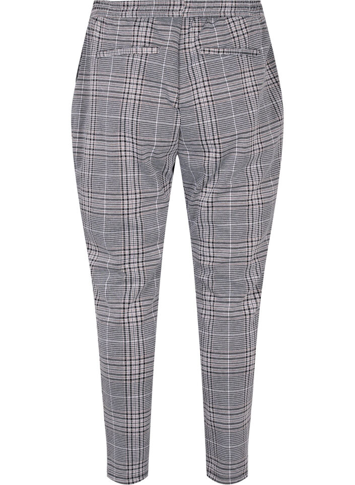 Cropped Maddison trousers with checkered pattern, Black Check, Packshot image number 1