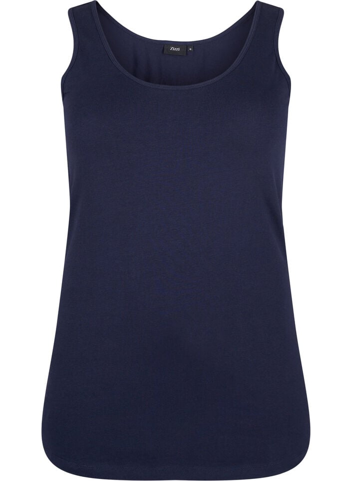 Solid color basic top in cotton, Blue, Packshot image number 0
