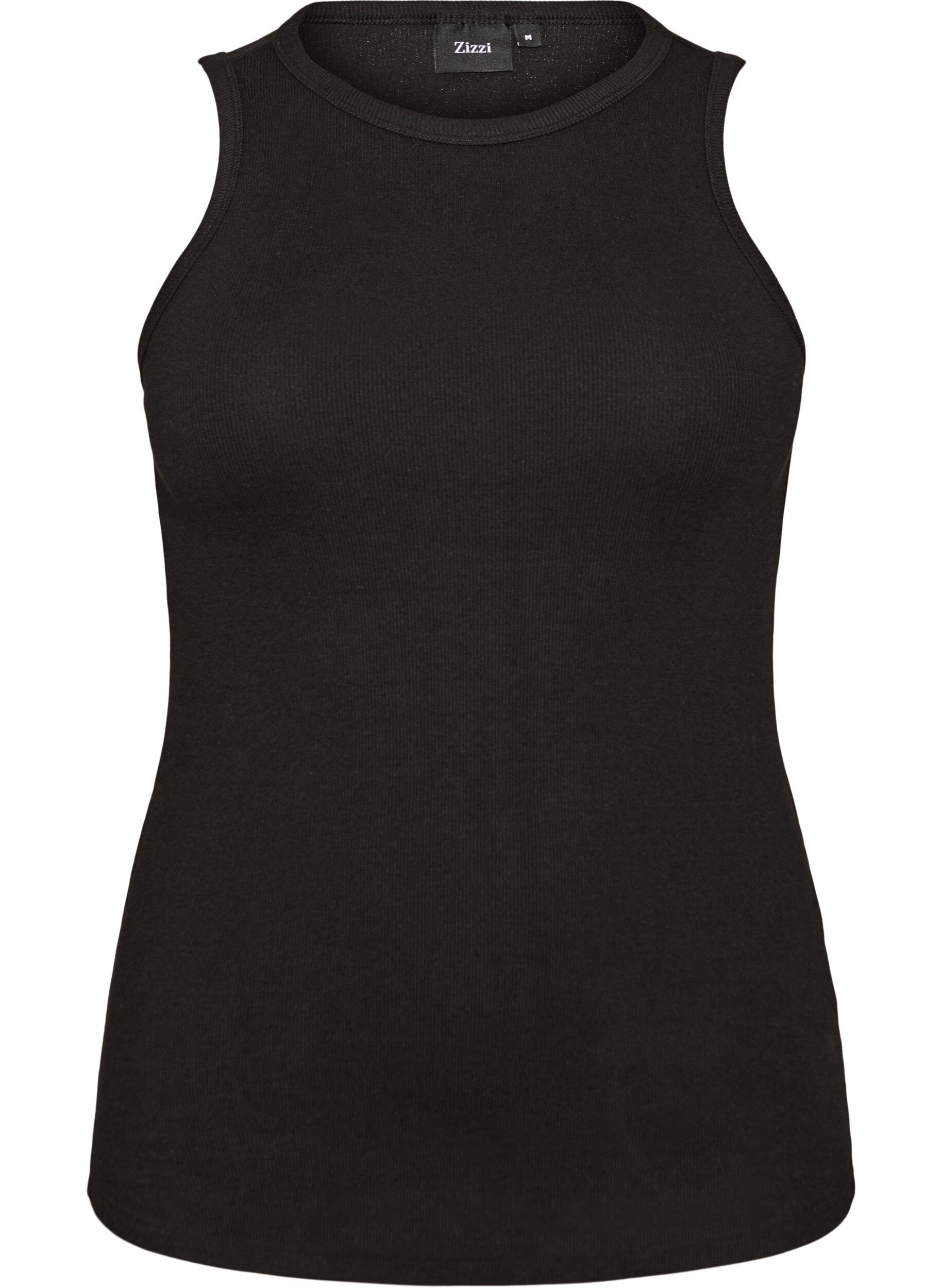ZizzifashionCotton ribbed top with high neck, Black, Packshot image number 0