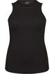 Cotton ribbed top with high neck, Black, Packshot image number 0