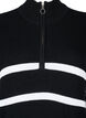 Striped knit dress with zipper, Black w.Cloud Dancer, Packshot image number 2