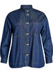 Loose denim shirt with chest pockets, Blue, Packshot image number 0
