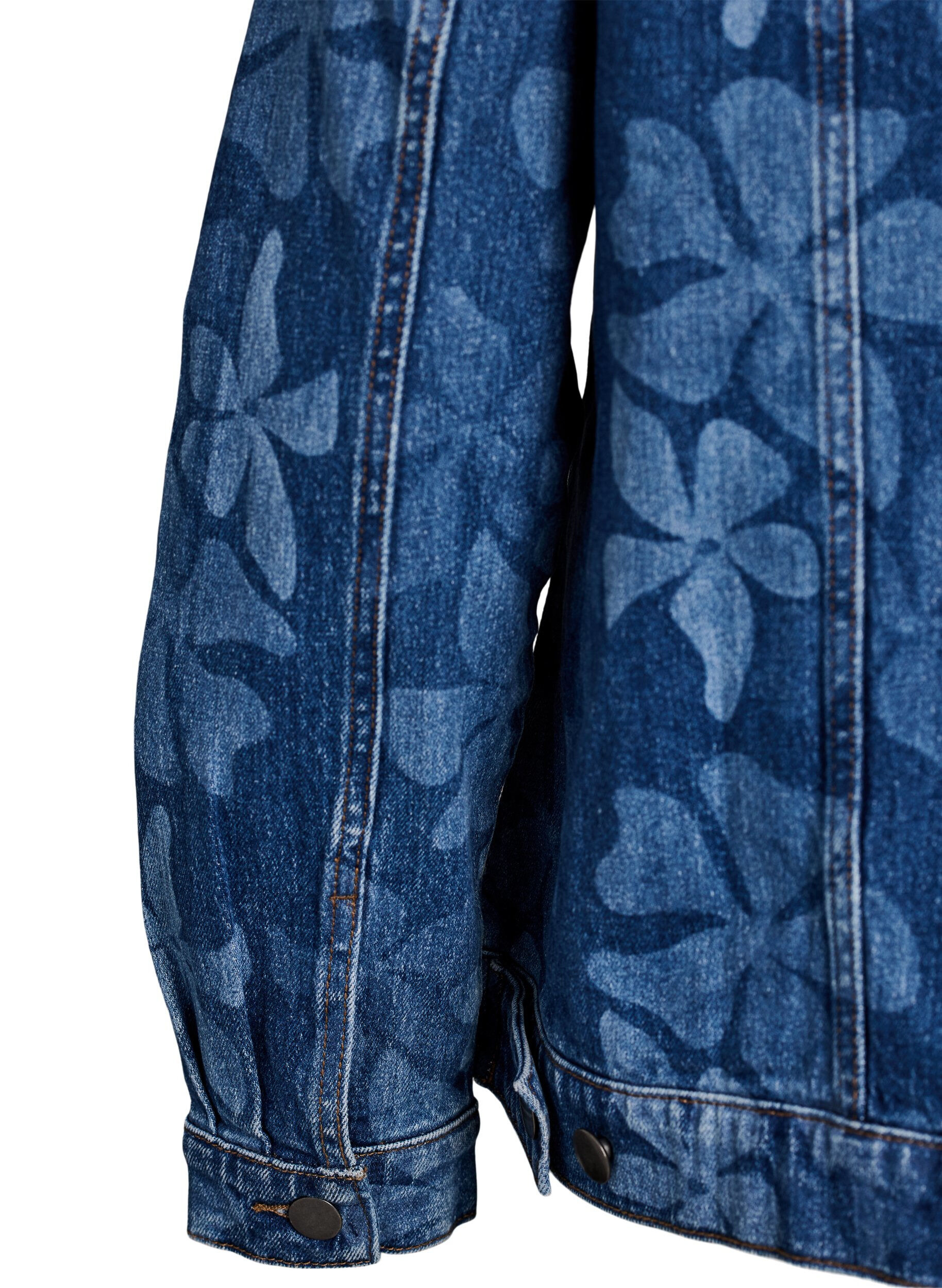 Zizzifashion Denim jacket with floral pattern, Blue, Packshot image number 3