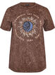 Cotton T-shirt with front print, Brown, Packshot image number 0