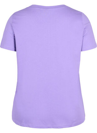 Short-sleeved cotton t-shirt with a print, Paisley Purple TEXT, Packshot image number 1