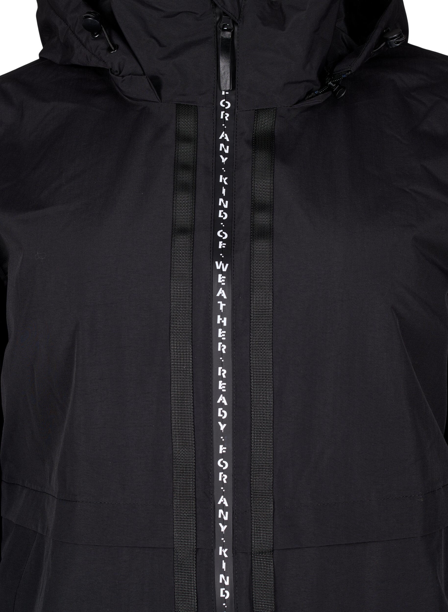 Zizzifashion Functional parka coat with reflective detailing, Black, Packshot image number 2