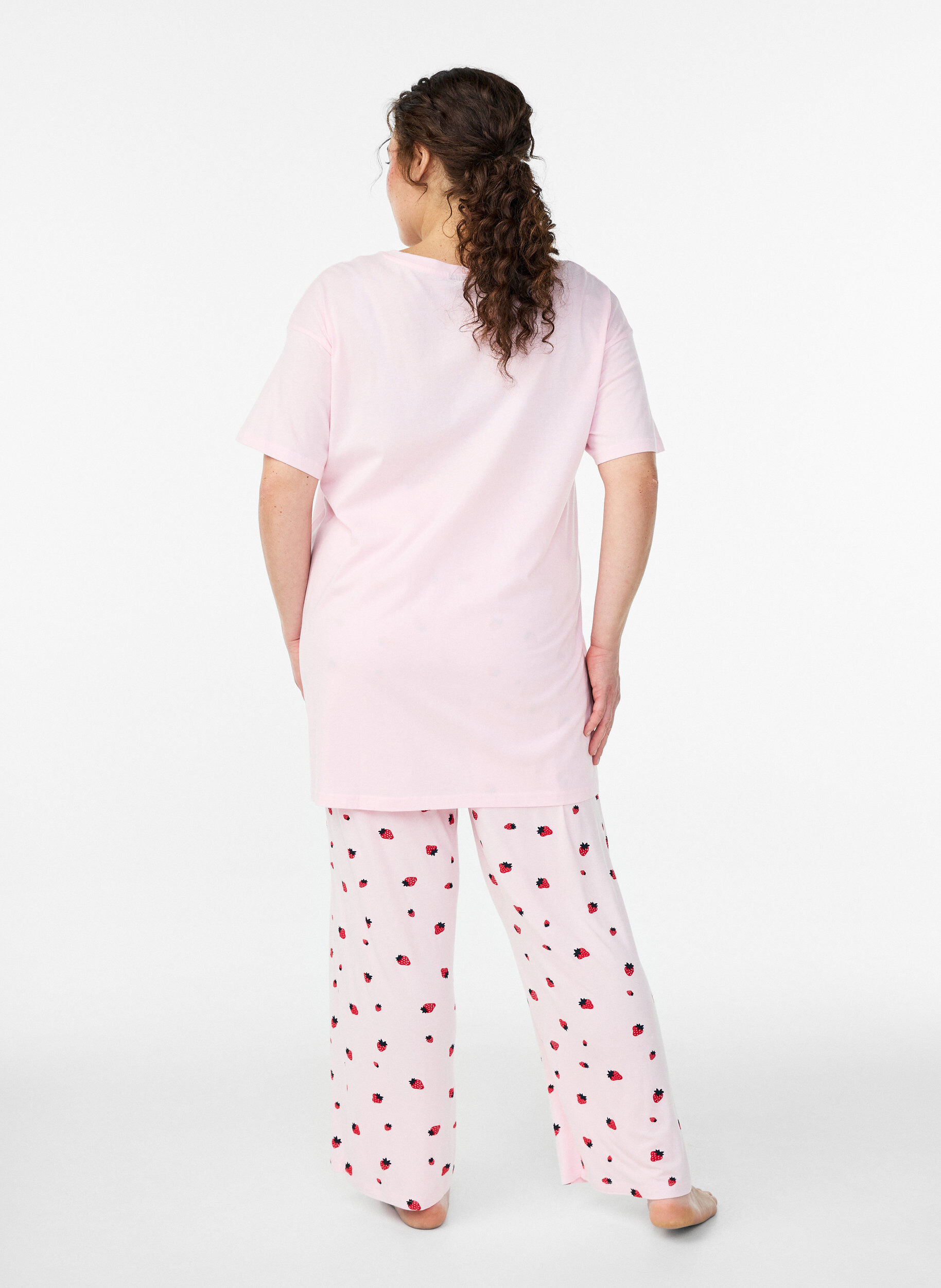 ZizzifashionPyjama trousers in soft jersey with high waist and fruit print, Rose, Model image number 1
