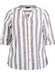 Cotton shirt blouse with V-neck, Blue, Packshot image number 0