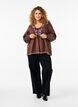 Blouse with open front and embroidered details, Brown, Model image number 1