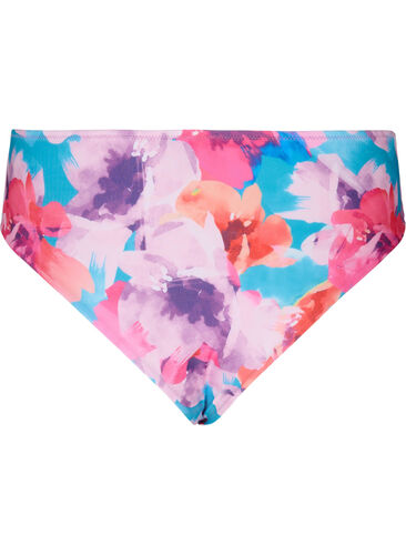 Bikini bottom with print and high waist, Pink Flower, Packshot image number 1