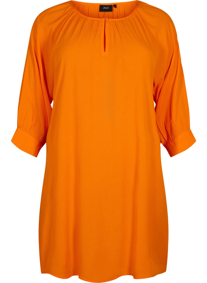 Viscose tunic with 3/4 sleeves, Orange, Packshot image number 0