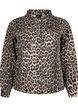 Denim jacket with leopard print and chest pockets, Brown, Packshot image number 0