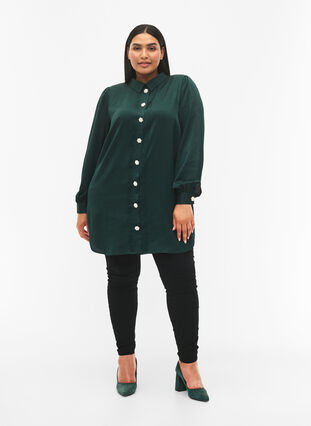Long shirt with pearl buttons, Scarab, Model image number 2