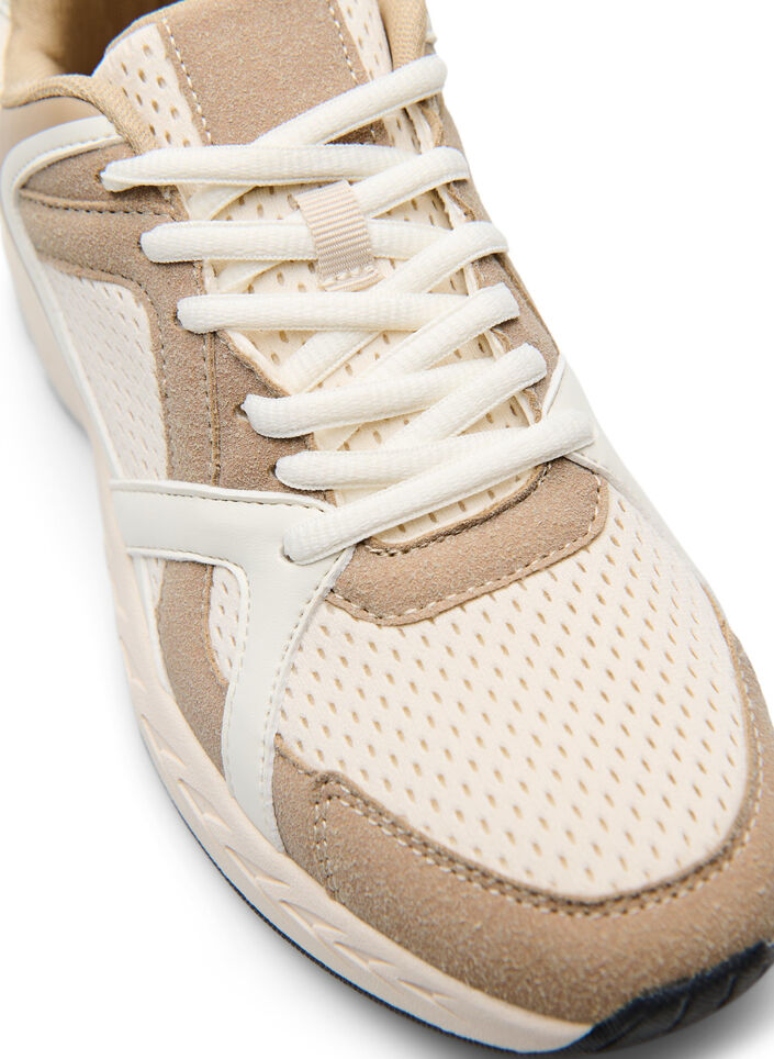 Sporty sneakers with mesh, Beige, Packshot
