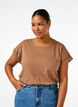 Short sleeve cotton blend T-shirt, Brown, Model image number 0