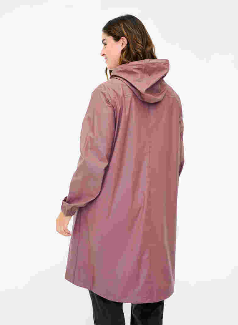 Rain jacket with hood and button fastening, Rose Taupe, Model image number 1