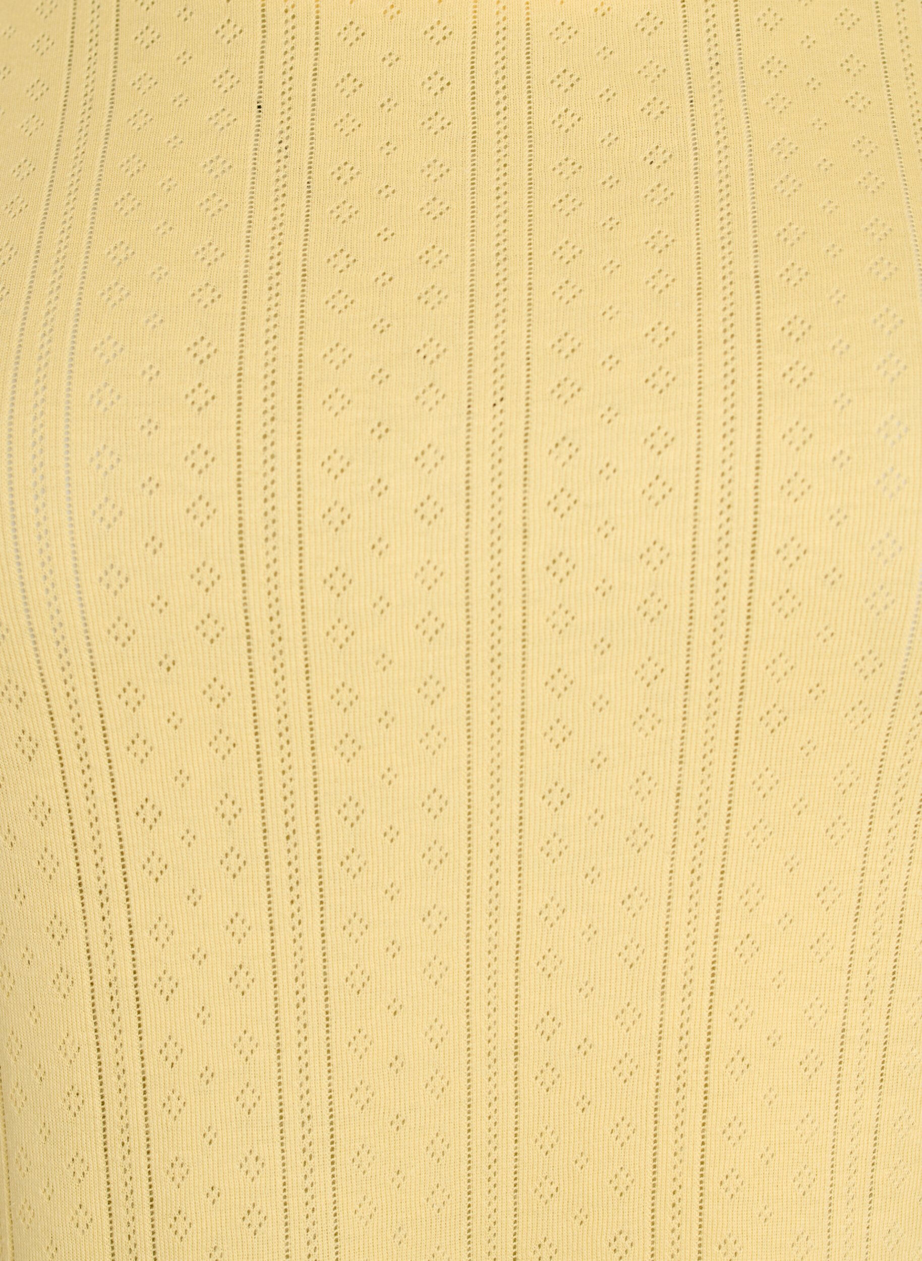 Zizzifashion Cotton T-shirt with eyelet embroidery, Yellow, Packshot image number 2