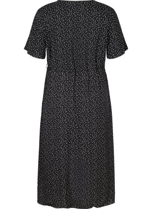 Short-sleeved, dotted wrap dress, Black, Packshot image number 1